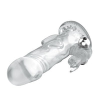 12,5 cm Klitoral Uyarıcılı Tavşan Titreşimli Şeffaf Penis Kılıfı - B1058