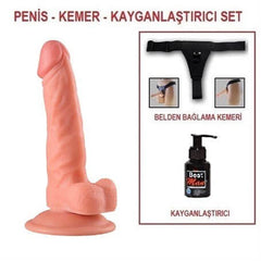 19,5 cm Belden Bağlamalı Realistik Vantuzlu Dildo Penis - BDM0143B