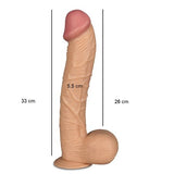 33 cm Ger&ccedil;ek&ccedil;i Ekstra Uzun &amp; Kalu0131n Dildo Penis - King Sized - LV2209
