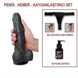 23,5 cm Belden Bağlamalı Realistik Dildo Zenci Penis Set - U6103SB 23,5 cm Belden Bağlamalı Realistik Dildo Zenci Penis Set - U6103SB