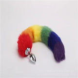Gökkuşağı Renkli Tilki Kuyruklu Tüylü Paslanmaz Çelik Anal Tıkaç (Plug) - BDM025 Gökkuşağı Renkli Tilki Kuyruklu Tüylü Paslanmaz Çelik Anal Tıkaç (Plug) - BDM025
