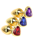 NOXXX Kalp Mücevherli Çelik Gold Anal Plug 3'lü Set - NN06 NOXXX Kalp Mücevherli Çelik Gold Anal Plug 3'lü Set - NN06