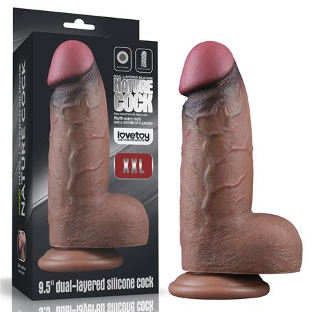 Yeni Nesil Çift Katmanlı 24,6 cm Realistik Dev Melez Dildo Penis - LV411061