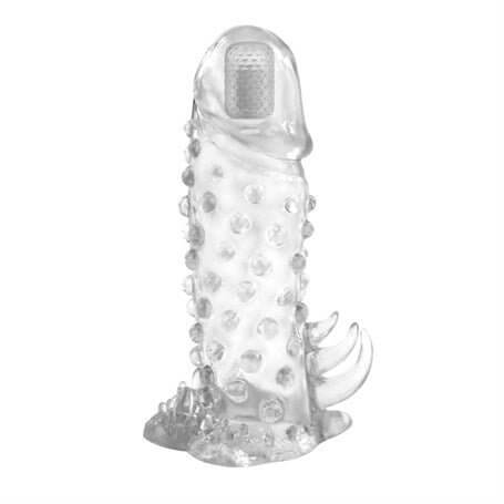 13,5 cm Klitoral Uyarıcılı Titreşimli Şeffaf Penis Kılıfı - B1118
