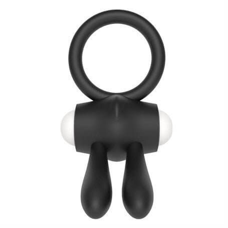 Klitoris Uyarıcılı Güçlü Titreşimli Siyah Silikon Penis Halkası - LV1422-Black