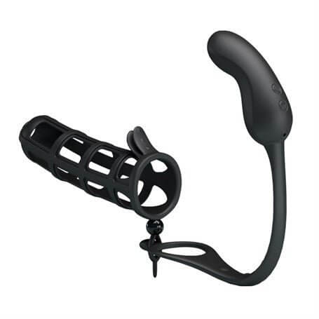 Penis Kılıflı USB Şarjlı Titreşimli Anal Plug - BDM2623