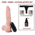 21 cm Belden Bağlamalı Titreşimli Realistik Dildo Penis Set - U6025B
