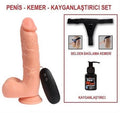 21 cm Belden Bağlamalı Titreşimli Realistik Dildo Penis Set - BDM10012VB
