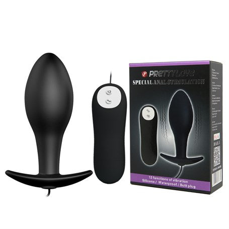 12 Fonksiyon Kumandalı 8,5 cm Titreşimli Anal Plug - B1262