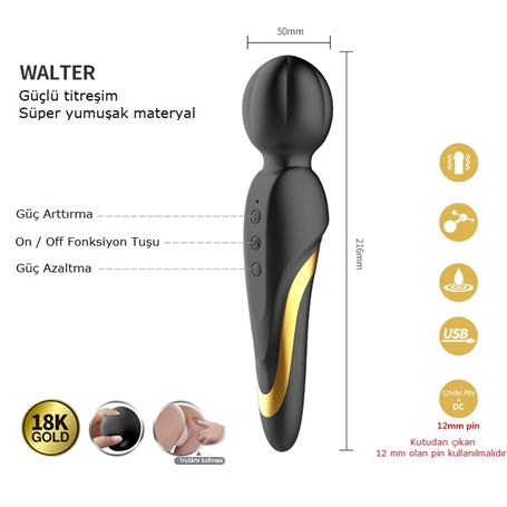 12 Parçalı 18K Altın Kaplamalı Elit Vibratör Seti - Queen's Collection - BDM1905