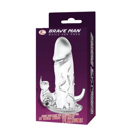 12,5 cm Klitoral Uyarıcılı Tavşan Titreşimli Şeffaf Penis Kılıfı - B1058