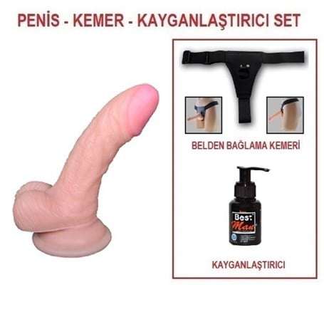 13 cm Belden Bağlamalı Realistik Dildo Penis Set - U6012B