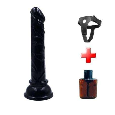 13 cm Belden Bağlamalı Testissiz Vantuzlu Realistik Zenci Penis Anal Vajinal Dildo - PX081SB