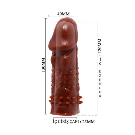 13 cm Klitoral Uyarıcılı Tırtıklı Penis Kılıfı - B1250