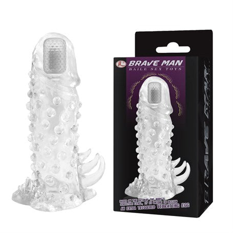 13,5 cm Klitoral Uyarıcılı Titreşimli Şeffaf Penis Kılıfı - B1118