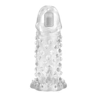 13,5 cm Klitoral Uyarıcılı Titreşimli Şeffaf Penis Kılıfı - B1118
