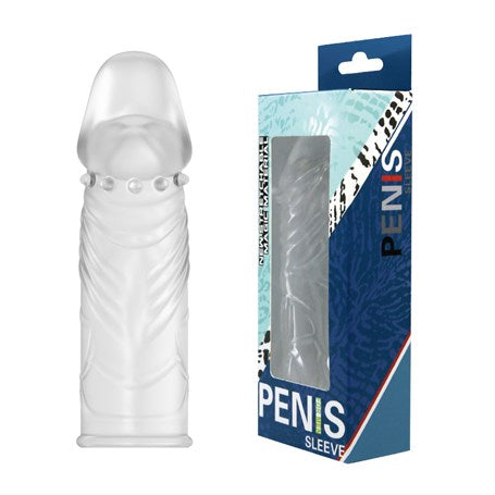 14 cm Damarlı Uzatmalı Şeffaf Silikon Penis Kılıfı - B1003