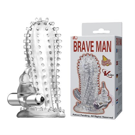 14 cm Titreşimli Şeffaf Tırtıklı Penis Kılıfı - B1057