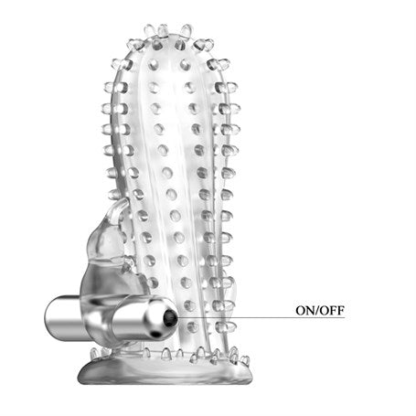 14 cm Titreşimli Şeffaf Tırtıklı Penis Kılıfı - B1057