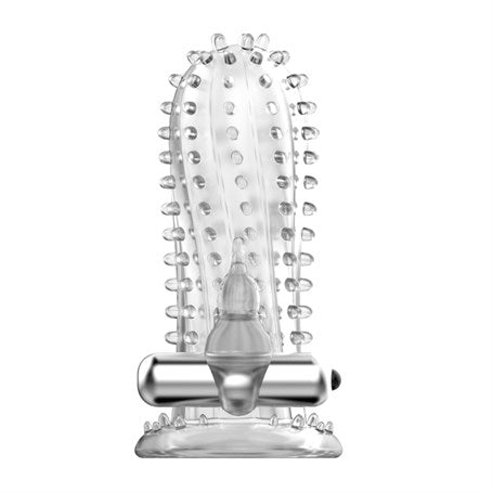 14 cm Titreşimli Şeffaf Tırtıklı Penis Kılıfı - B1057