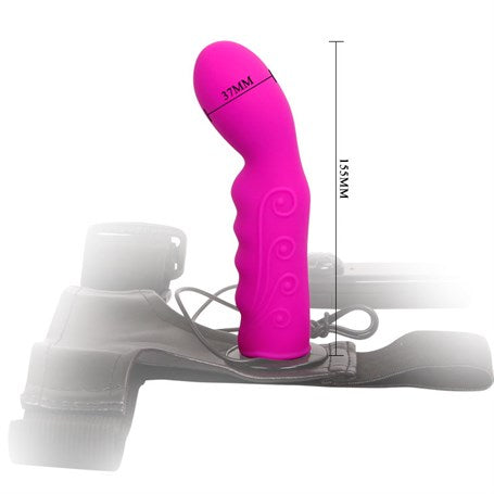15,5 cm Belden Bağlamalı İçi Dolu Titreşimli Strapon Dildo - BDM2241