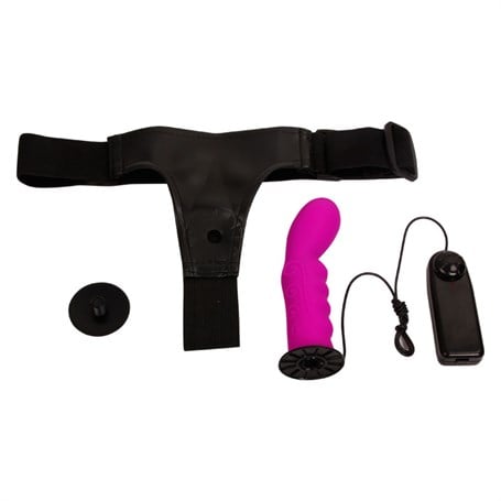15,5 cm Belden Bağlamalı İçi Dolu Titreşimli Strapon Dildo - BDM2241