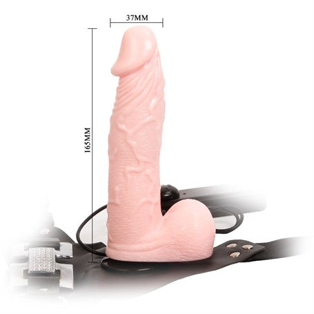 16,5 cm Belden Bağlamalı İçi Dolu Titreşimli Strapon Penis - BDM2236