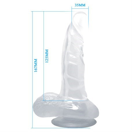 16,7 cm Belden Bağlamalı Şeffaf Realistik Damarlı Vantuzlu Dildo Penis - BDM0818B