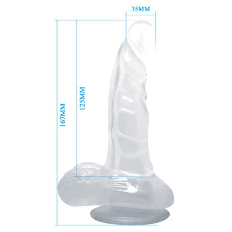 16,7 cm Şeffaf Realistik Damarlı Vantuzlu Dildo Penis - BDM0818