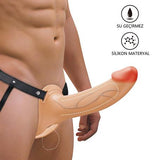 16,8 cm Belden Bağlamalı İçi Boş 4,2 cm Dolgulu Strapon Penis - Landon S - BDM1461