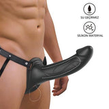 16,8 cm Belden Bağlamalı İçi Boş 4,2 cm Dolgulu Strapon Penis - Landon - BDM1460