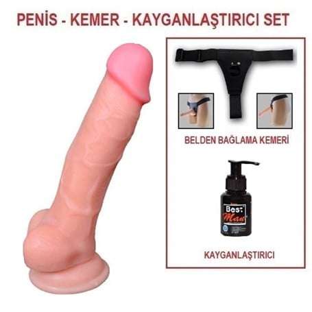 17 cm Belden Bağlamalı Realistik Dildo Penis Set - U6015B