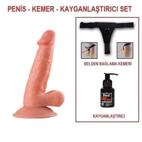 17 cm Belden Bağlamalı Realistik Vantuzlu Dildo Penis - CA-BDM0151B