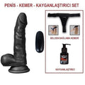 17 cm Belden Bağlamalı Titreşimli Gerçekçi Silikon Zenci Penis Set - U6122B