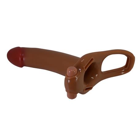 17,1 cm Titreşimli Belden Bağlamalı İçi Boş 4,5 cm Dolgulu Strapon Penis - Bradden - BDM1458