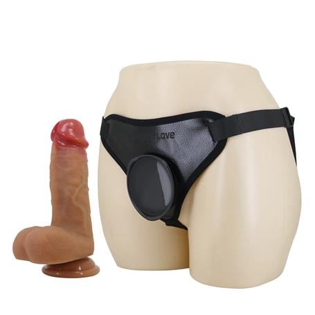 17,3 cm Belden Bağlamalı İçi Dolu Strapon Melez Penis - Fogg - BDM1472