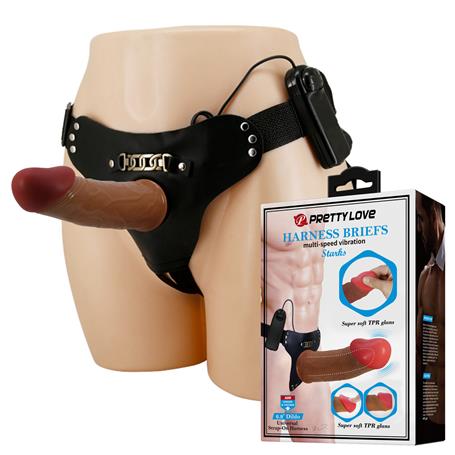 17,5 cm Belden Bağlamalı İçi Boş Titreşimli Testissiz Protez Melez Penis - BDM1329