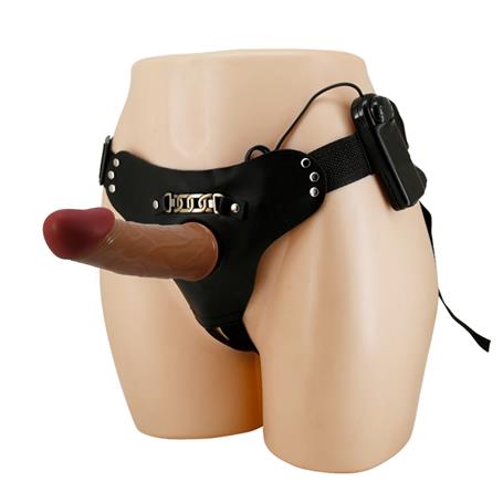 17,5 cm Belden Bağlamalı İçi Boş Titreşimli Testissiz Protez Melez Penis - BDM1329