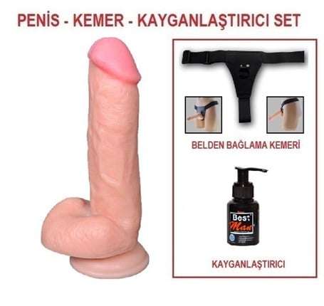 17,5 cm Belden Bağlamalı Realistik Dildo Penis Set - U6023B