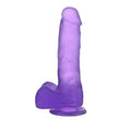 17,5 cm Şeffaf Realistik Damarlı Vantuzlu Mor Dildo Penis - LV3101M