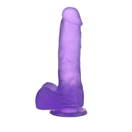 17,5 cm Şeffaf Realistik Damarlı Vantuzlu Mor Dildo Penis - LV3101M