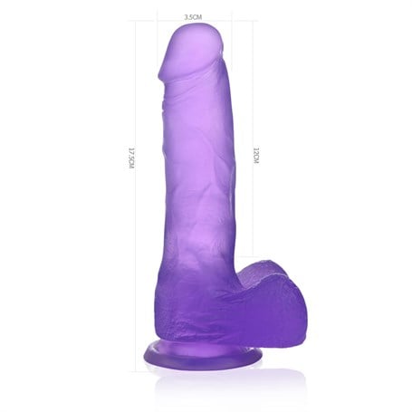 17,5 cm Şeffaf Realistik Damarlı Vantuzlu Mor Dildo Penis - LV3101M