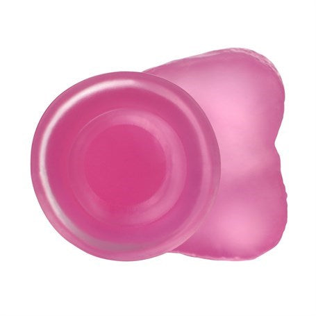 17,5 cm Belden Bağlamalı Şeffaf Realistik Damarlı Vantuzlu Pembe Dildo Penis - LV3101PB