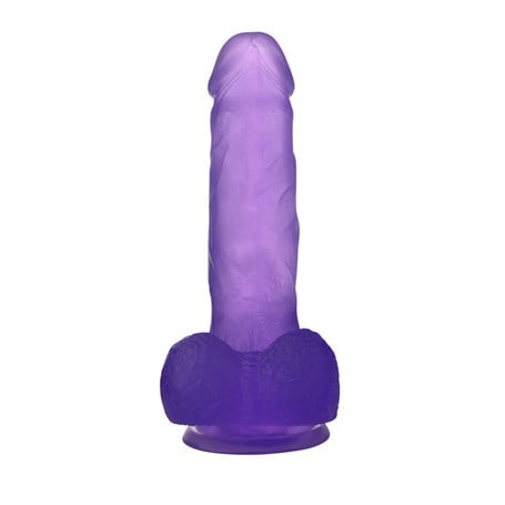 17,5 cm Şeffaf Realistik Damarlı Vantuzlu Mor Dildo Penis - LV3101M