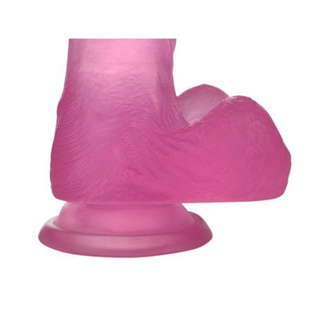 17,5 cm Belden Bağlamalı Şeffaf Realistik Damarlı Vantuzlu Pembe Dildo Penis - LV3101PB
