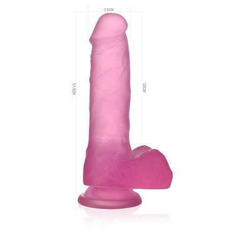 17,5 cm Belden Bağlamalı Şeffaf Realistik Damarlı Vantuzlu Pembe Dildo Penis - LV3101PB