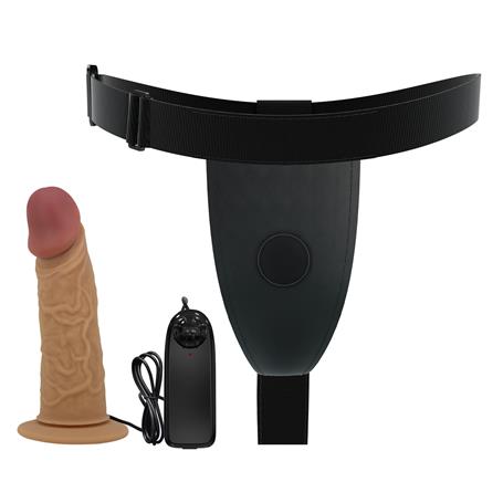 17,5 cm Titreşimli Belden Bağlamalı İçi Boş 7 cm Dolgulu Strapon Penis - Draven - BDM1344