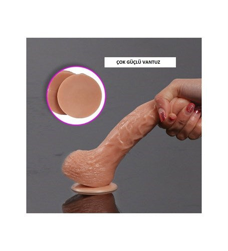 18 cm Belden Bağlamalı 360° Oynar Başlı Vibratör Penis + Kemer + Kayganlaştırıcı Hediyeli - BDM1010B