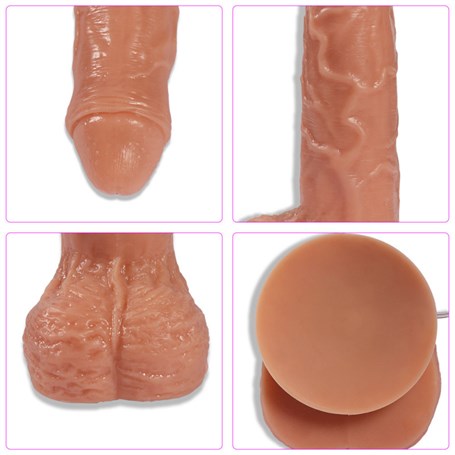 18 cm 360° Oynar Başlı Titreşimli Vibratör Realistik Penis Vibratör - Parker - BDM1010