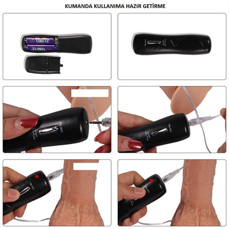18 cm 360° Oynar Başlı Titreşimli Vibratör Realistik Penis Vibratör - Parker - BDM1010